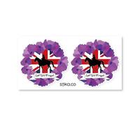 stika.co Set of 2 Purple Poppy Wreath Static Cling Stickers - Lest We Forget Remembrance Day Decals, Honour Fallen Soldiers & Animals, Armistice Day Memorial (M - 130 x 139 mm)