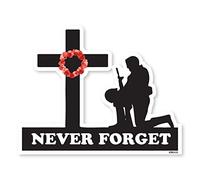 stika.co Set of 2 Small - Lest We Forget Remembrance Day Window Sticker - Soldier & Poppy Design | Static Cling for Windows, Glass, Perspex | S - 13 x 10 cm (130 x 100 mm/approx. 5.1" x 3.9")