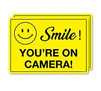 stika.co Set of 2 Smile! You're on Camera! CCTV Warning Sign - A5 210 x 148mm Self-Adhesive Waterproof Vinyl Sticker, Indoor/Outdoor Use"