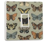 stika.co Set of 2 Vintage Butterfly Light Switch Sticker Cover Decals - Peel & Stick Vinyl for UK Single Switch Plates, Home Decor Improvements