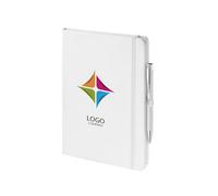 stika.co Set of 20 Custom Printed A5 Soft-Feel Notebooks and Pen Sets - Personalised for Promotional Events and Giveaways with Your Logo or Text - Ideal for Conferences and Seminars