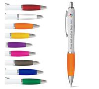 stika.co Set of 20 Orange Promotional Pens - Personalised Rubber Ballpoint Pens for School, Work, and Events - UV printed vibrant colors, with large branding space