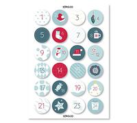 stika.co Set of 24 Christmas Advent Calendar Stickers - Mint Green Number Labels for DIY Advent Calendars, Gift Wrapping, Cards & Holiday Crafts - Decorative Paper Stickers for Christmas Countdown