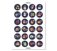stika.co Set of 24 Navy Christmas Advent Calendar Stickers - Numbered Paper Labels for DIY Holiday Calendar, Gift Bags, Envelopes & Crafts - Christmas Countdown Stickers for Advent Decoration