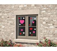 stika.co Set of 33 Self-Adhesive Heart Stickers - White, Red & Pink Vinyl for Valentine's Displays, Home Décor & Window Decoration (A4 - Medium)