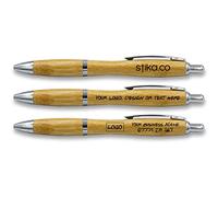 stika.co Set of 40 Personalised Bamboo Pens - Eco-Friendly Custom Ballpoint Pens for Office, School, Events, and Promotions - Add Your Text or Logo for a Sustainable Touch