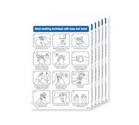 stika.co Set of 6 Laminated Hand Washing Technique Poster Sign | Self-Adhesive Vinyl (A5-210 x 148mm) Hygiene Standards Safety Sign | Toilet & Washroom Sign | School, Office, Preschool