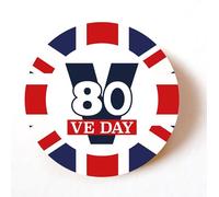 stika.co Sets of 24, 72 or 240 Union Jack VE Day 80th Anniversary Stickers - Round Labels for Street Parties, Scrapbooking, Envelopes & Decorations (72 Stickers)