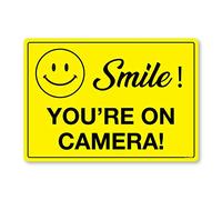 stika.co Smile! You're on Camera! CCTV Warning Sign - A5 210 x 148mm Self-Adhesive Waterproof Vinyl Sticker, Indoor/Outdoor Use
