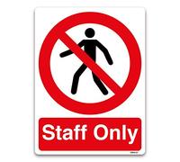 stika.co Staff Only Sign - A3 (420 x 297mm), Self-Adhesive Vinyl Sticker, Prohibition Entry Door Safety Sign, Durable & Waterproof for Offices, Restaurants, and Workplaces