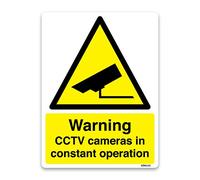 Stika.co Warning CCTV Cameras in Operation Safety Sign on Self-Adhesive Vinyl, 210 x 148mm, BS EN ISO 7010 Compliant, Surveillance and Safety Signs