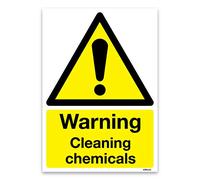 Stika.co Warning Cleaning Chemicals Safety Sign - COSHH Compliant 1mm Rigid Plastic Construction for Indoor and Outdoor Use - BS EN ISO 7010 Standards - 300 x 200mm