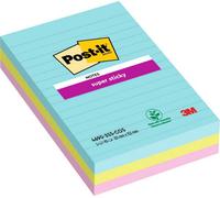 Stikatak Post-It Super Sticky Large Notes, Double The Sticking Power, Lined, 3 Pads, 270 Sheets, 101 mm X 152 mm, Blue, Green, Pink Colors