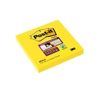 Stikatak Post-It Super Sticky Notes, 76mm X 76mm, Ultra Yellow, 6 Pads, 90 Sheets Per Pad