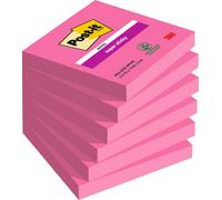 Stikatak Post-It Super Sticky, Pink - Pack Of 6 Pads, 90 Sheets Per Pad, 76 mm X 76 mm - Extra Sticky Notes For Note Taking, To Do Lists &