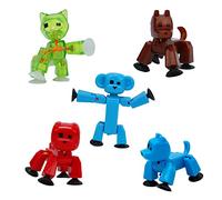Stikbot Pets Set - Includes 5 Stikbot Pets Posable Action Figures - Bull Dog, Cat, Dog, Monkey and Gorilla- In ECO-Friendly Packaging