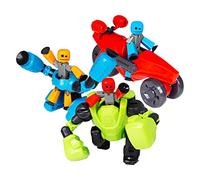 StikBot Zing Megabots 3 Pack, Complete Set of 3 Possable Action Figures and Mega Vehicles, Turbo Cycle, Knockout and Avalanche