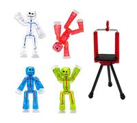 StikBot Zing, Set of 4 Clear Poseable Action Figures and Mobile Phone Tripod