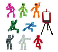 StikBot Zing, Set of 8 Clear Collectable Action Figures and Mobile Phone Tripod, Create Stop Motion Animation, Great for Kids Ages 4 and Up