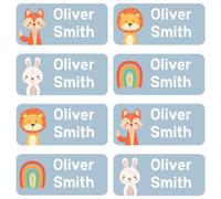 StiKiddo® 120 Premium Personalised Name Labels for Clothes & Items - Ideal for Clothing, Lunch Boxes & Items for Nursery, School & Daycare - No-Iron, Washable Stick-On Tags for Kids - Slate Blue