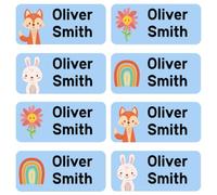 StiKiddo® 180 Premium Personalised Name Labels for Clothes & Items - Ideal for Clothing, Lunch Boxes & Items for Nursery, School & Daycare - No-Iron, Washable Stick-On Tags for Kids - Blue