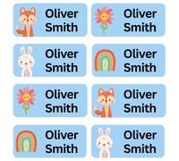 StiKiddo® 60 Premium Personalised Name Labels for Clothes & Items - Ideal for Clothing, Lunch Boxes & Items for Nursery, School & Daycare - No-Iron, Washable Stick-On Tags for Kids - Blue
