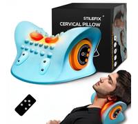 STILEFIX Neck Massager Pillow for Deep Tissue Pain Relief, Portable Neck Stretcher with Heat, 3 Adjustable Modes, Ergonomic 26° Shoulder Massager, Blue