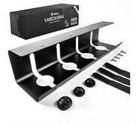 Stilemo® Cable duct desk, cable management desk for order in the workplace, cable holder, cable tray table, 43 x 12 x 10 cm, cable basket, black