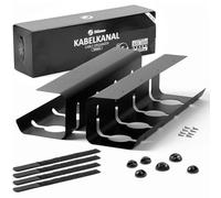 Stilemo Cable duct desk, cable management desk for order in the workplace, cable holder, cable tray, table, set of 2, 43 x 12 x 10 cm, cable basket, black