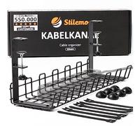 Stilemo Cable Duct Desk - Cable Management Desk for Workplace Order No Drilling - Cable Holder Cable Tray Table - Cable Duct with Clamp - 39 x 13 x 16 cm - Black
