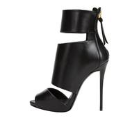Stiletto High Heel Open Toe Sandals for Women, Sexy Gladiator Summer Evening Dress Ankle Boots Classic Round Toe Black Rome Heels Sandal for Party,6 UK
