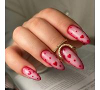 Stilettos Almond Press On Nails Valentine French Fake Nails Acrylic False Nails Artificial Nails Glues On Nails Women