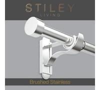 Stiley Living 1250mm To 2160mm Brushed Stainless Extendable Klickfit Curtain Pole Kit Stud
