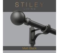 Stiley Living 1650mm To 3000mm Matt Black Extendable Klickfit Curtain Pole Kit Orb