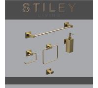 Stiley Living 5-Piece Bathroom Accessories Set, Wall Mounted And Easy To Install (Brass, Square Base)