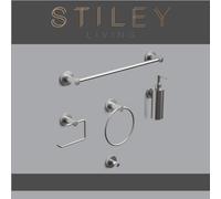 Stiley Living 5-Piece Bathroom Accessories Set, Wall Mounted And Easy To Install (Stainless Steel, Round Base)