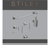 Stiley Living 5-Piece Bathroom Accessories Set, Wall Mounted And Easy To Install (Stainless Steel, Square Base)