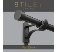 Stiley Living 710mm To 1200mm Matt Black Extendable Klickfit Curtain Pole Kit Stud