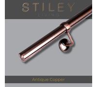 Stiley Living Antique Copper Stair Handrail Kit 1.2M, Wall Mounted Banister Rail With Brackets & Fixings, Easy Fit, 10Yr Guarantee
