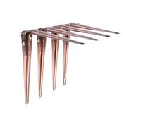Stiley Living London Shelf Brackets - Heavy Duty Slim Metal Wall Shelf Supports, Tapered Decorative Brackets for Shelving, Industrial Style - 4 Pack (Antique Copper, 200mm x 250mm)