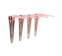 Stiley Living London Shelf Brackets - Heavy Duty Slim Metal Wall Shelf Supports, Tapered Decorative Brackets for Shelving, Industrial Style - 4 Pack (Polished Copper, 125mm x 150mm)