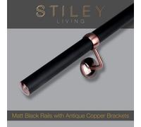 Stiley Living Matt Black Stair Handrail Kit & Antique Copper Bracket 3.6M X 40mm