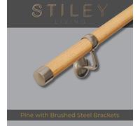 Stiley Living Pine Wood Stair Handrail Kit, Internal Wooden Banister Rail, Wall Mounted With Brackets & Fixings, Easy Fit, 1.2M