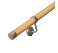 Stiley Living Solid Pine Stair Handrail Kit - Internal Wooden Banister Rail, Wall Mounted Pine Stair Rail with Brackets & Fixings, Easy Fit Indoor Handrail System - 2.4M
