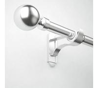 Stiley Living Stainless Steel Extendable Curtain Pole Kit - Telescopic Curtain Rail with KlickFit Brackets (Polished Stainless Steel, 1250mm to 2160mm, Orb Finials)