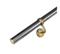 Stiley Living Stainless Steel Handrail kit with Brass Brackets & Fixings - Stainless Steel Wall Mounted Indoor Stair Banister Rail - Modern Railing System - 1.2m