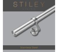 Stiley Living Stainless Steel Stair Handrail Kit Wall Mounted Banister Rail With Brackets & Fixings, Modern Easy Install, 1.2M