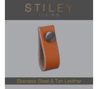 Stiley Living Tan Leather Handle With Knurling Fixing - Stainless Steel
