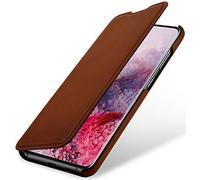 StilGut Book Type Flip Case for Galaxy S20, Genuine Leather Galaxy S20 Case, Antique Brown