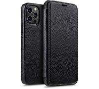 StilGut Book Type Flip Case for iPhone 12 Pro Max (6.7"), Genuine Leather iPhone 12 pro Max case, Black